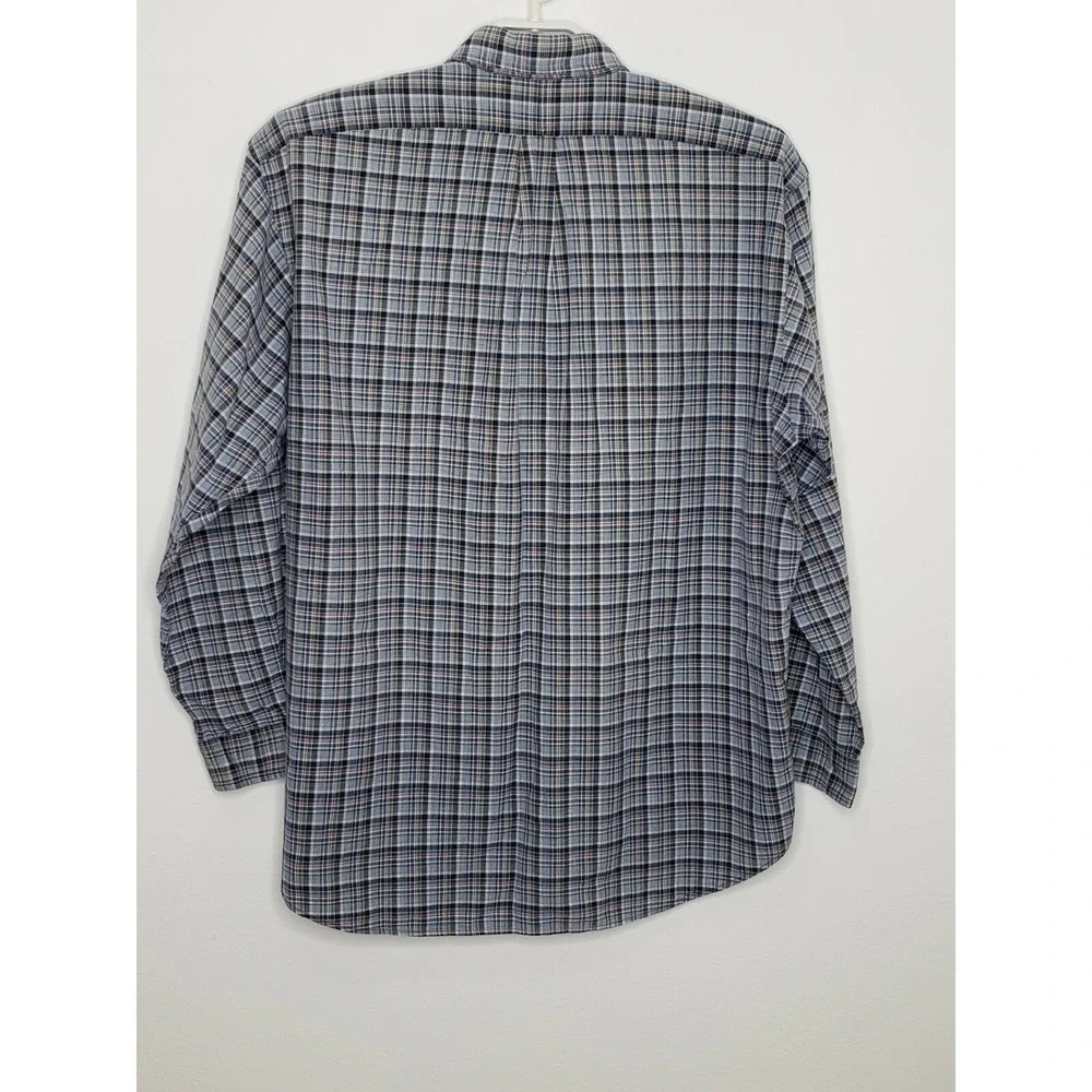 Ralph Lauren Mens Shirt XL‎ L/S Blue Plaid Blake100% Cotton Collared Button Down